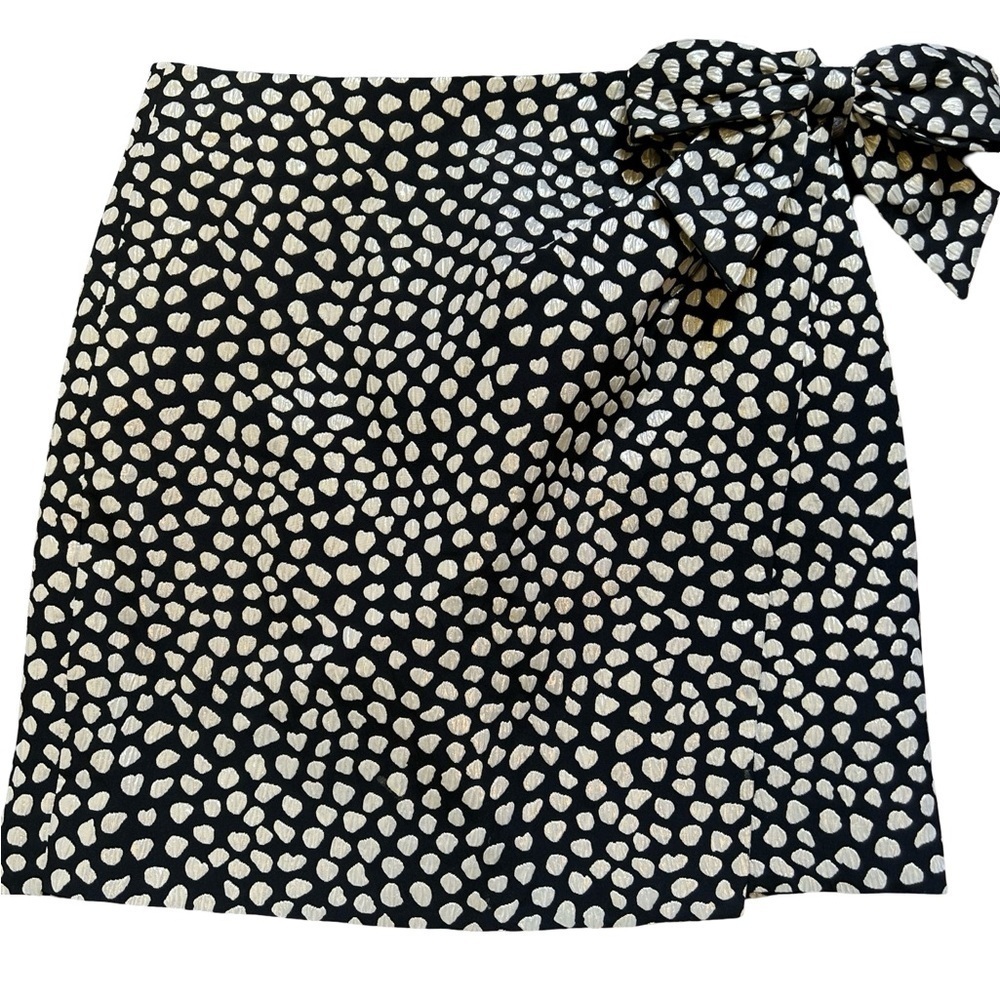 J. Crew Black and Gold Metallic Pebble Print Jacquard Wrap Skirt Size 4 - Picture 3 of 16